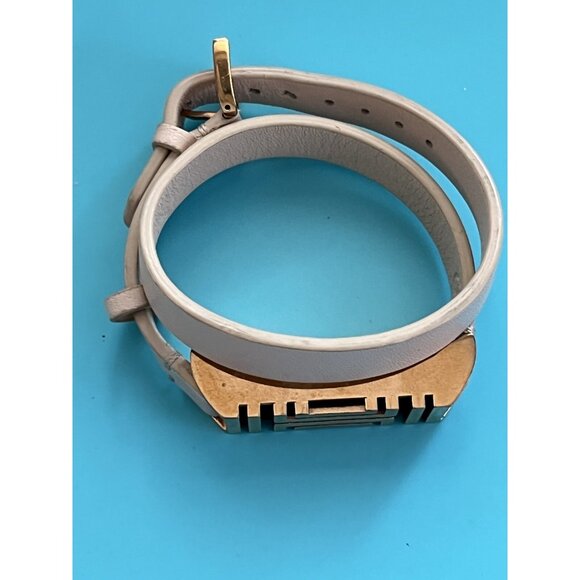 Tory Burch Womens Double Wrap Bracelet Beige Leather & Gold-Tone Metal - Picture 5 of 7